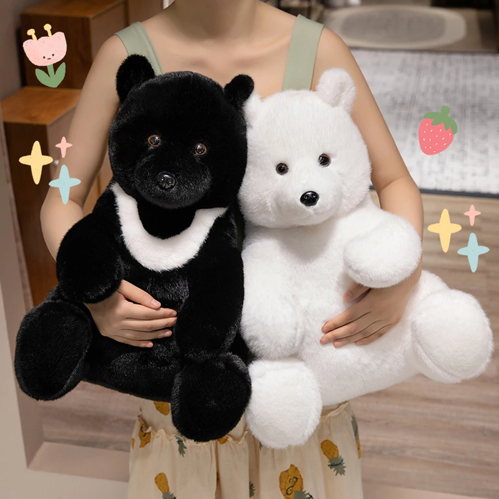 Premium Quality Black Bear Teddy Bear Stuffed Animals White Polar Bear Plush Toys Cuddle Gifts For Children Christmas Birthday