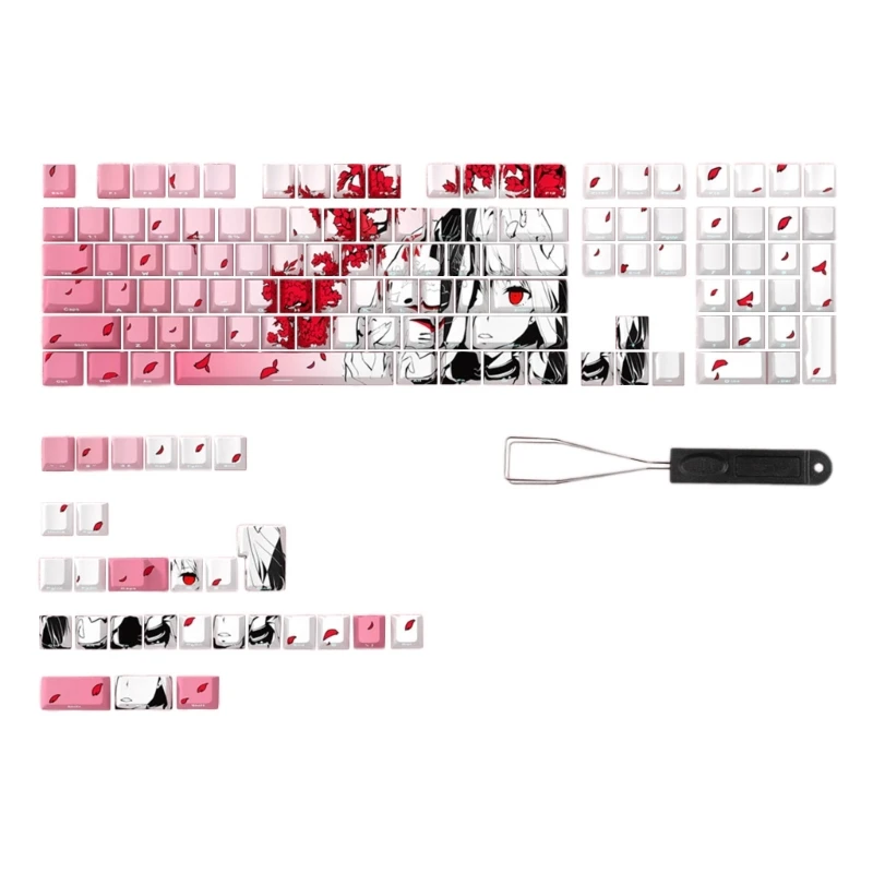 136 Key Keycap Set, Side Print Translucent Keycaps Ergonomic for Gaming Mechanical Keyboards Keycaps Replacement Dropsale