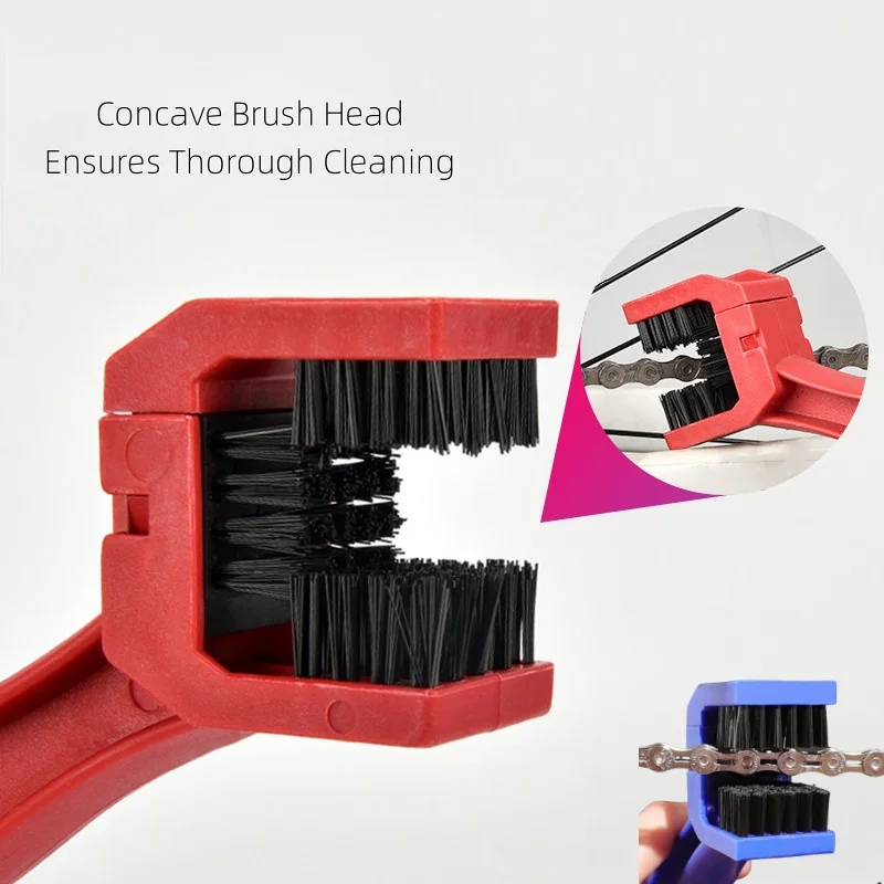 Professional Motorcycle Bike Chain Cleaner Kit - Heavy Duty 3-Sided Brush Scrubber Tool, Universal Bicycle Cleaning & Maintenan image 2