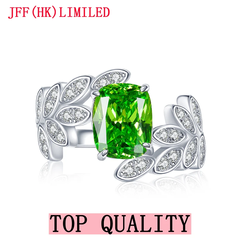 

Leaves Apple Green 925 sterling silver small fresh ring imitation diamond 100% 18K gold 100% 9K gold ring Wedding ring