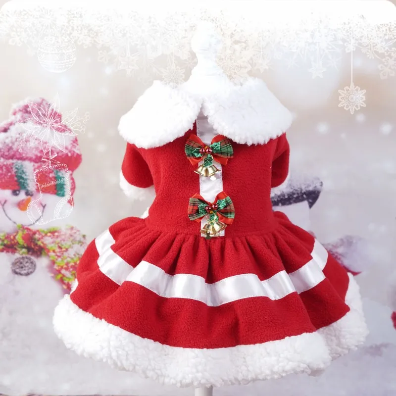 

Christmas Dress Red Costume Pet Dog Bow tie Skirt Cotton Clothes for Bulldog Chihuahua York