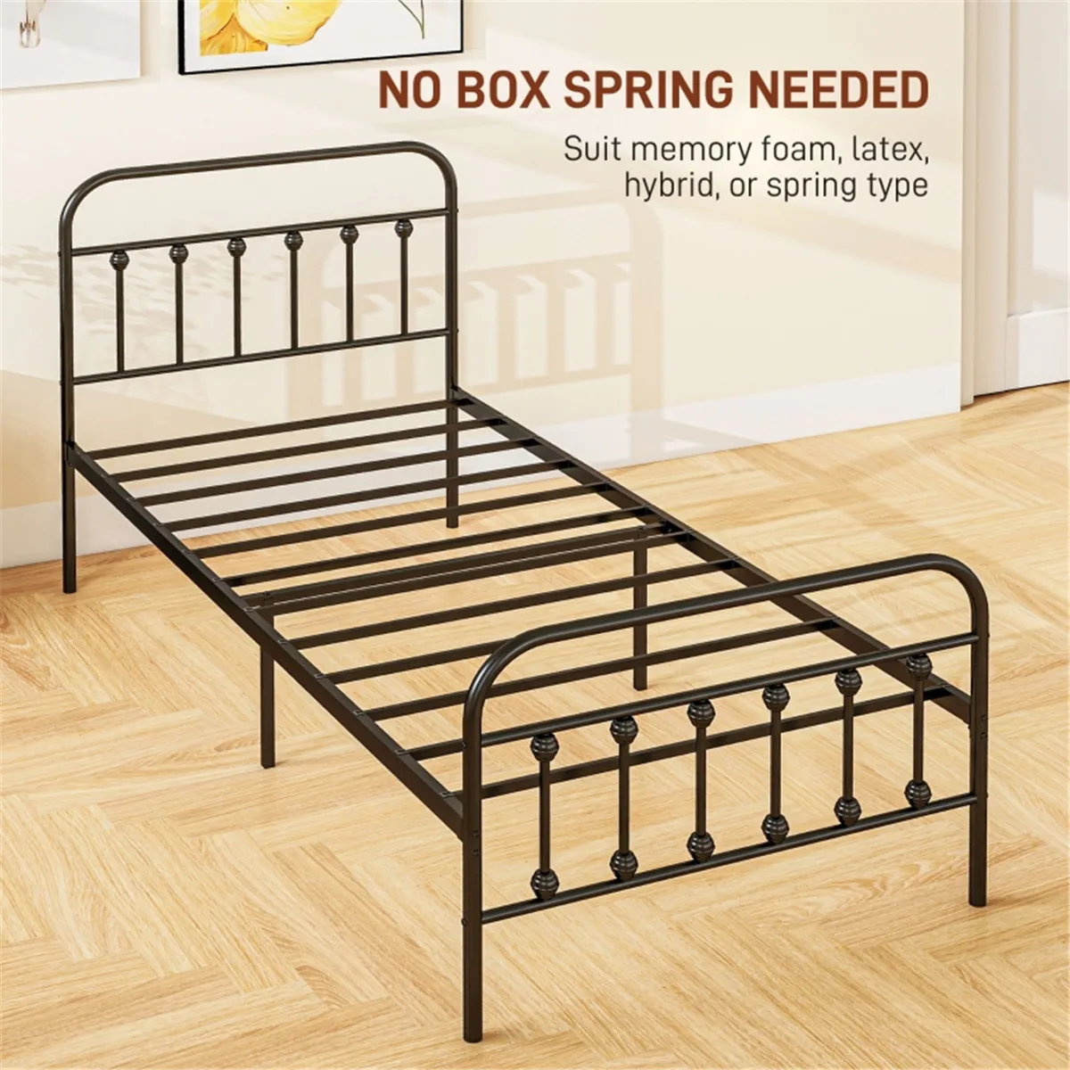 Simple High Quality Single Metal  Black Bed Frame for Bedroom