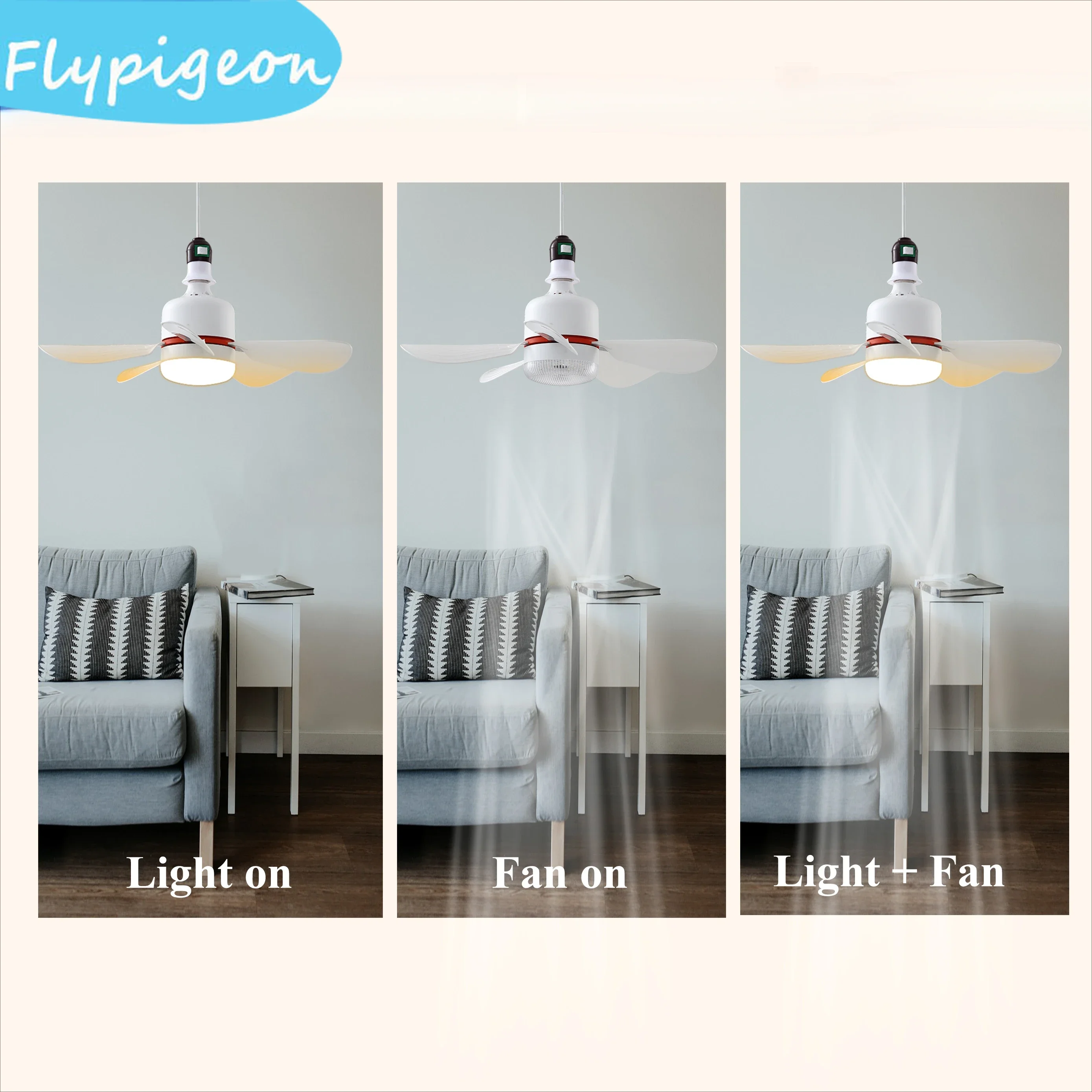 16.5in Ceiling Fan with Light Remote Control LED 50W E27 Socket Ceiling Fan Light for Bedroom Kitchen Garage Home Lighting Decor