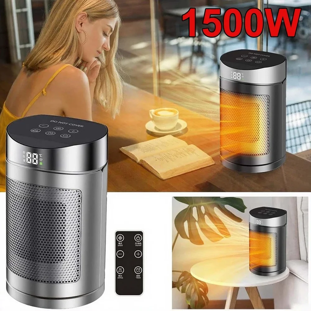 

Портативный электрический умный настольный обогреватель, настольный мини-грелка с термостатом, пульт дистанционного управления, 12 часов, для дома, спальни, офиса, вентиляторы отопления