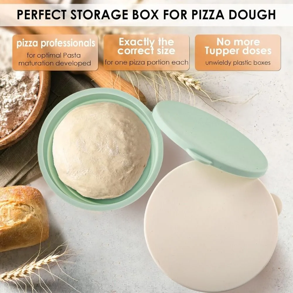 

4pcs with Lid Silicone Pizza Dough Box Foldable Non-Stick Bread Fermentation Basket Multipurpose Stackable