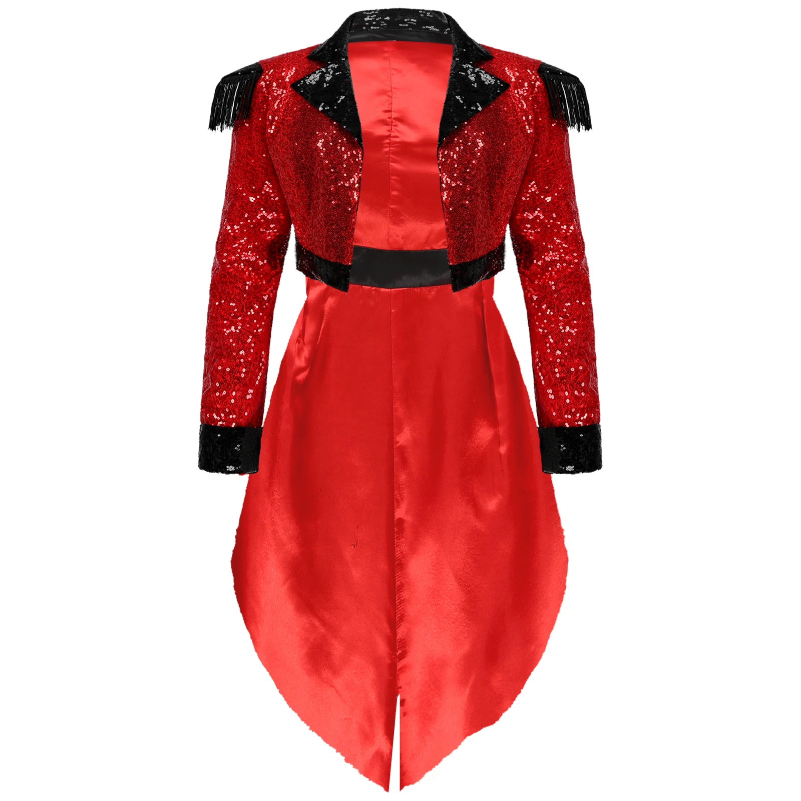 Costume da circo per adulti da donna cappotto posteriore glitterato cappotto smoking Suit Showman Ringmaster Costume Cosplay Halloween Outfit Tops