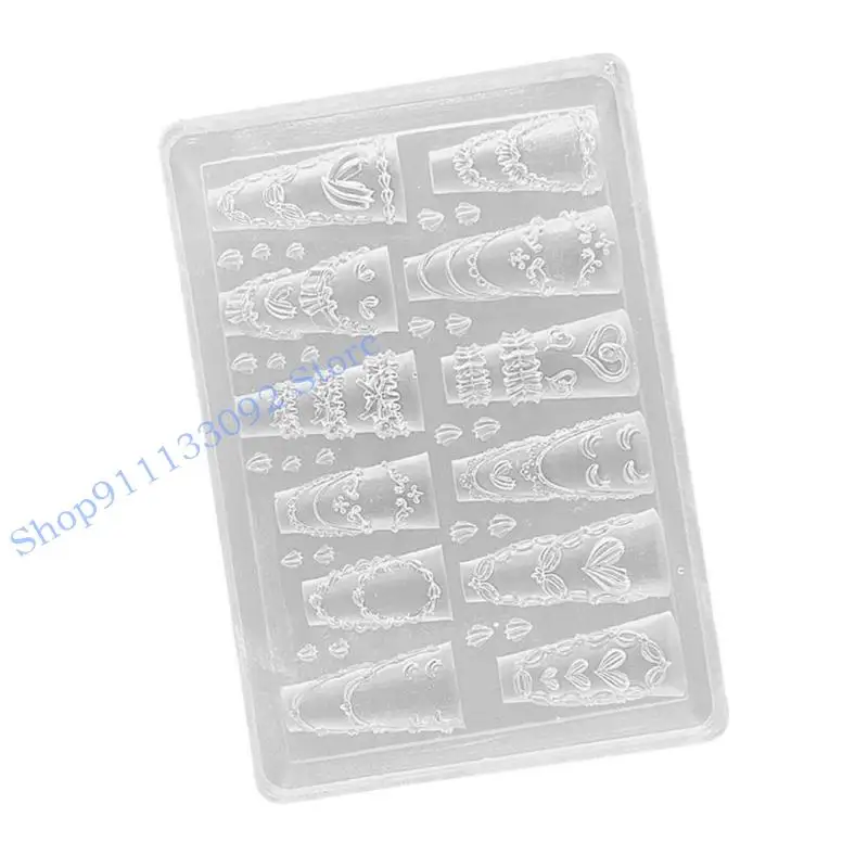 

H9ED Профессиональная силиконовая форма для ногтей, сложные резные детали, легко деформируется для поделок из смолы, аксессуары