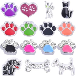 20Pcs Enamel  Dog Paw Print Charms Cat Footprint кулон For Jewelry Making Diy Glass Memory Locket Earrings Necklaces Findings