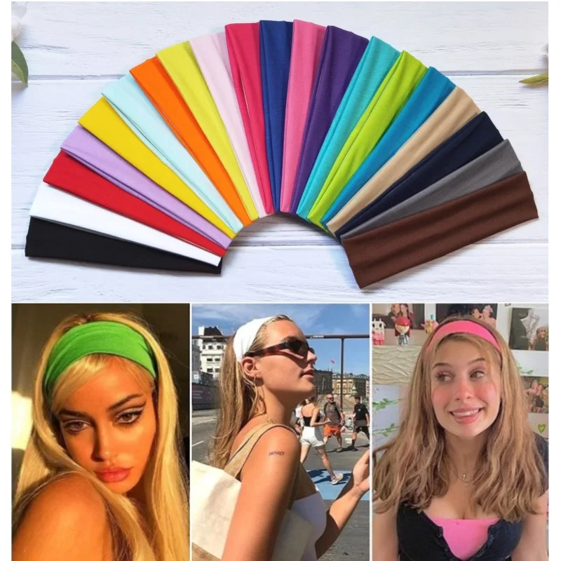 Elastic Cotton HairBand Fashion Headbands for Women Men Solid Running Fitness Yoga Hair Bands Stretch Makeup Hair Accessories