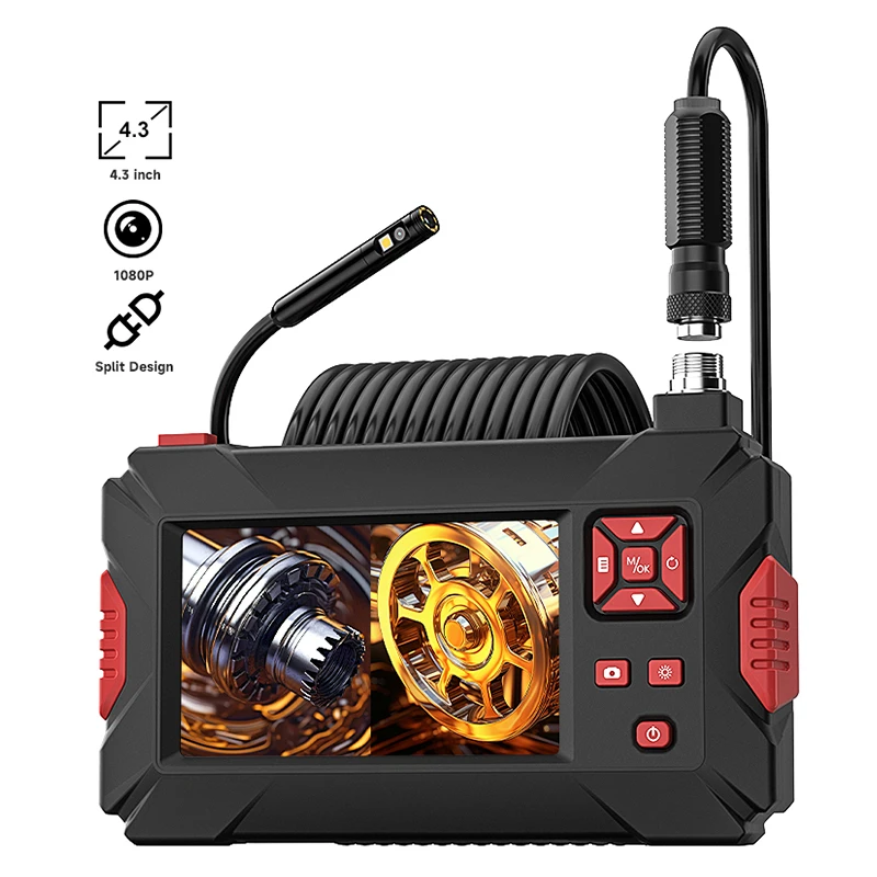 4.3‘’ Screen Endoscope Camera HD1080P 8mm/5.5mm Dual Lens Video Car Pipe Inspection Borescope Waterproof Probe LEDs 2600mAh’
