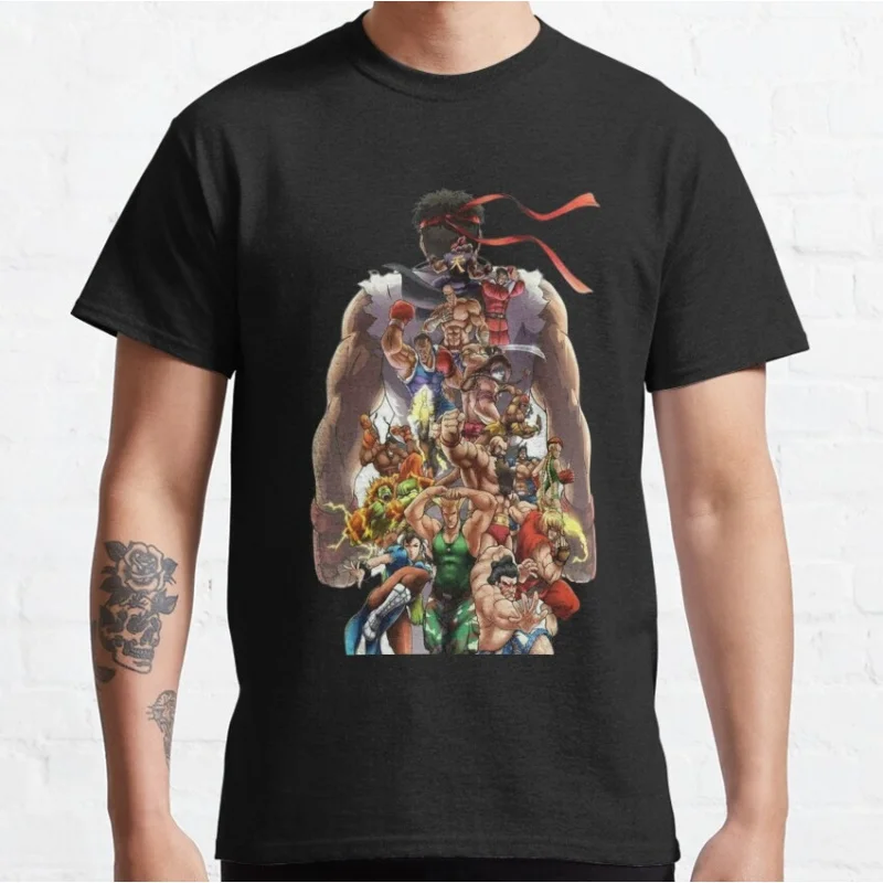 

0624 Street Fighter Retro Combat Gift t shirt Arcade game Graphic Tee 100% cotton printed Y2K Clothes Large size Tops S-6XL
