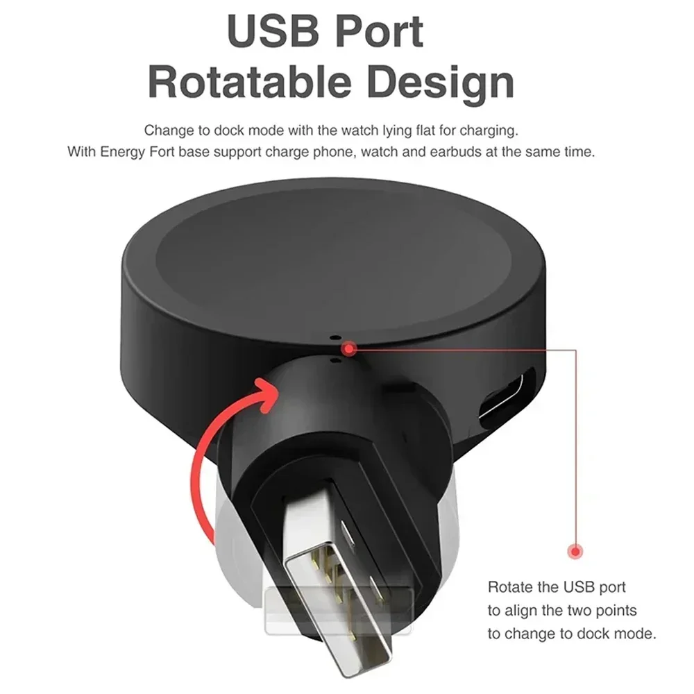 Watch Wireless Charger Base for Samsung Galaxy Watch 8 7 6 5 4 Active 2/1 Adapter Dock USB Type C Portable Fast Charging Station