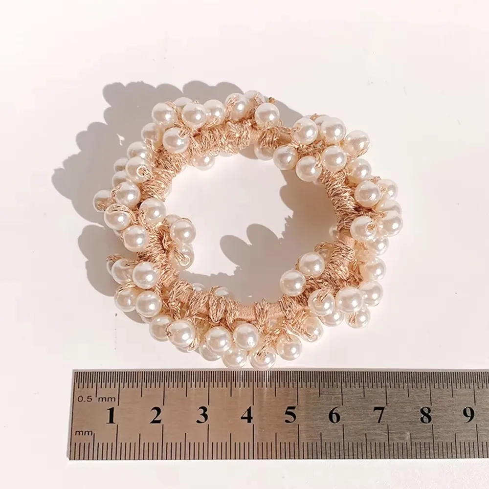 Elegant Lady Rubber Band Rope Pearl Hair Ring Girls Beaded Scrunchies Rubber Bands Ponytail Hair Accessories Elastic Headband image 6