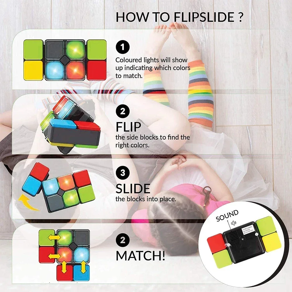 Música piscando cubos mágicos quebra-cabeça brinquedo flip slide 4 modos de jogo educação música com luz educação cubos mágicos blocos mágicos