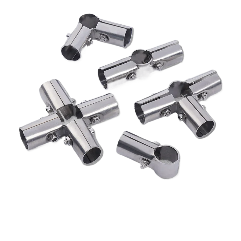 304 Stainless Steel 25mm Pipe Fittings Joint Round Tube Connector Display Rack Rod Support Holder Fixed Clamp Furniture Hardware