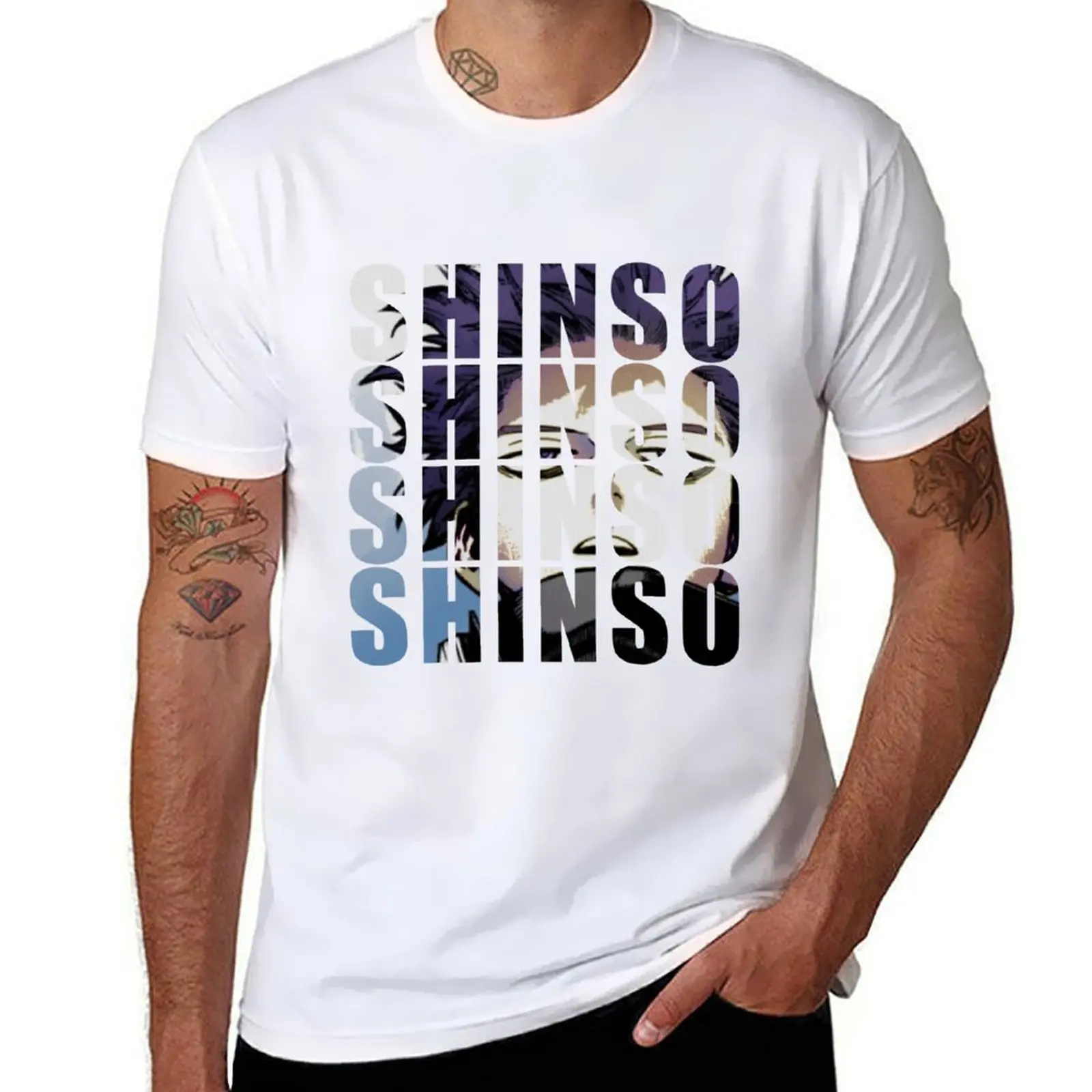 Shinso ft. Impact Font T-Shirt man t shirt summer t shirt man cotton T-Shirt