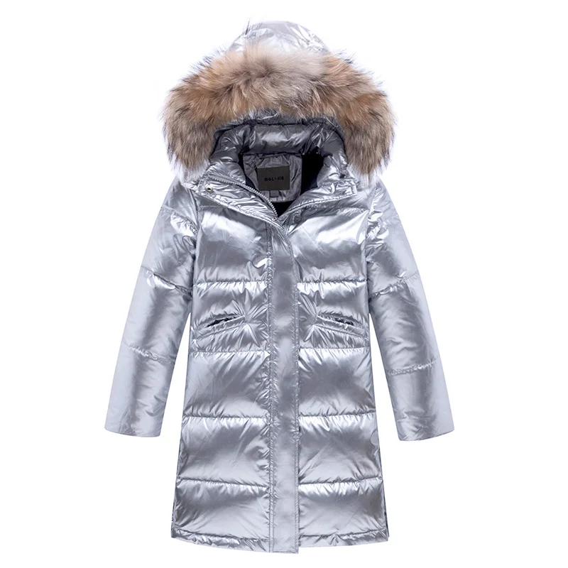 UNITIM 2024 Winter Down Jacket Waterproof Hooded Shiny Children Girls Winter Long Coat 5-14 Years Teenager Girls Parkas