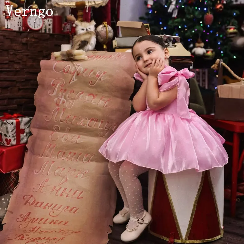 

Verngo принцесса розовое блестящее атласное платье с цветами для девочек без рукавов с бантом платья для дня рождения детские платья знаменитостей по индивидуальному заказу