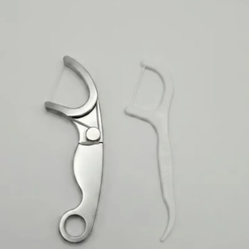 Reusable Stainless Steel Dental Floss Picks.