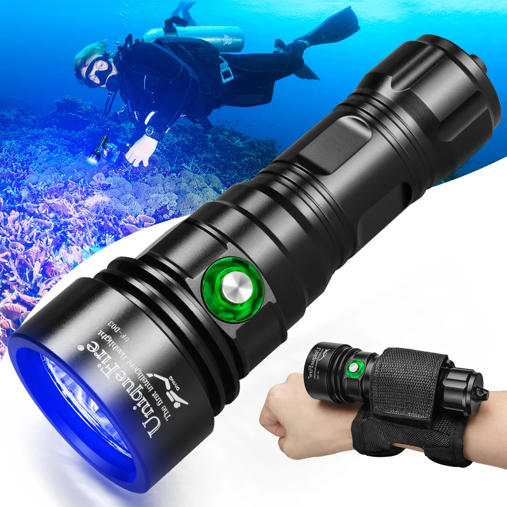 UniqueFire D03 UV Light Torch Diving LED Flashlight IPX8 Waterproof Light for Under Water Deep Sea Cave,Dog Pet Urine Stains