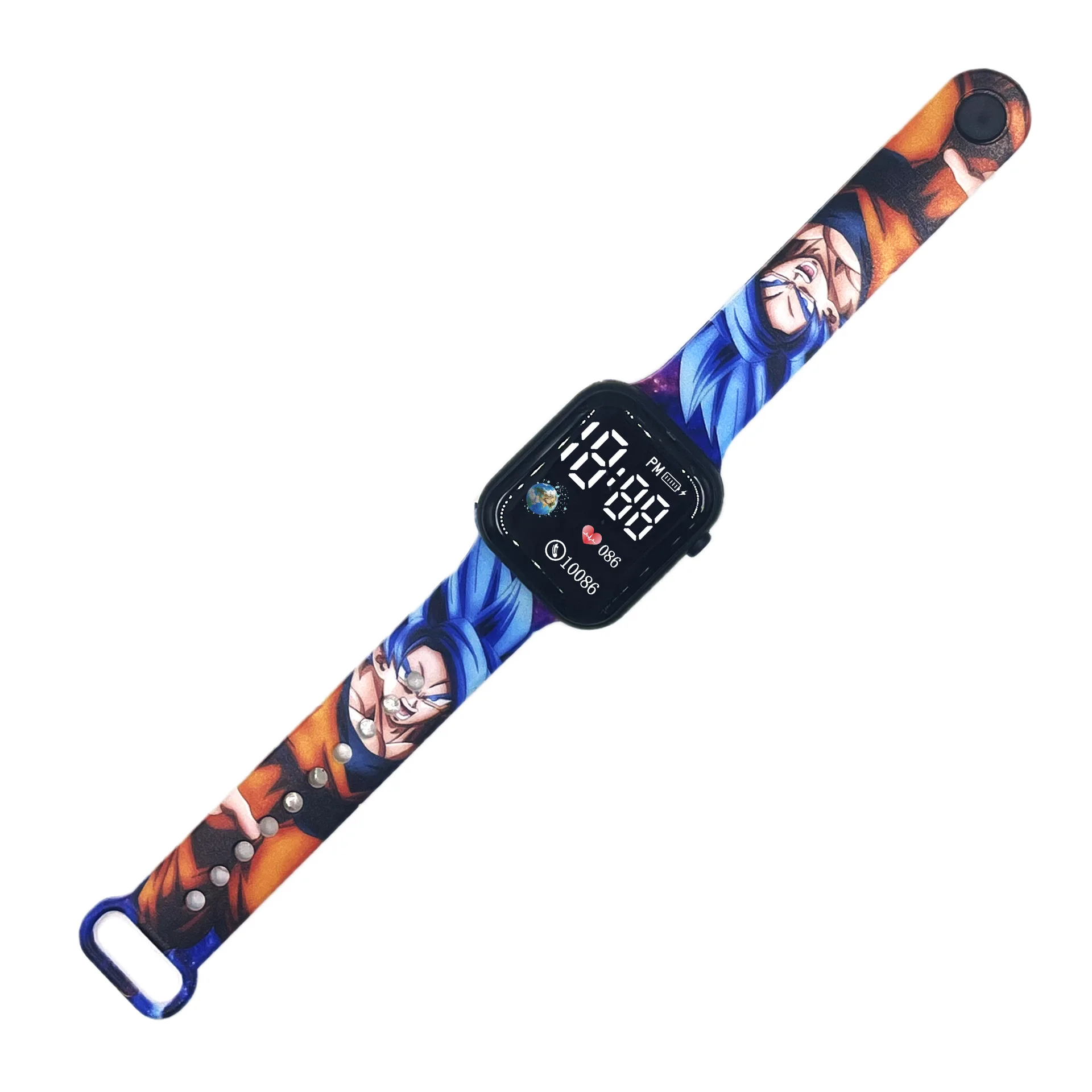 Dragon Ball Goku Cartoon Anime One Piece Print Strap Button LED Square Waterproof Electronic Watch Boys Girls Birthday Gifts