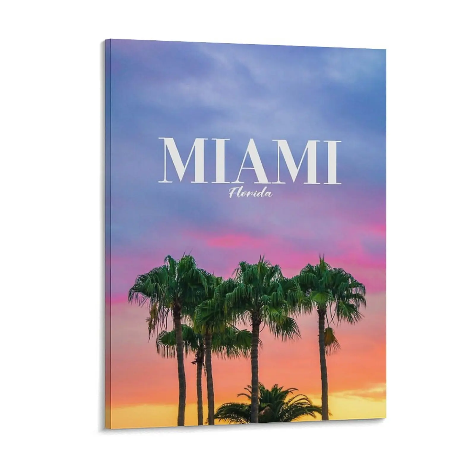 Miami Florida Palm Tree Art Canvas Painting Poster Design Bar Cave Cinema Club Bar Poster Framed Wall Paintings