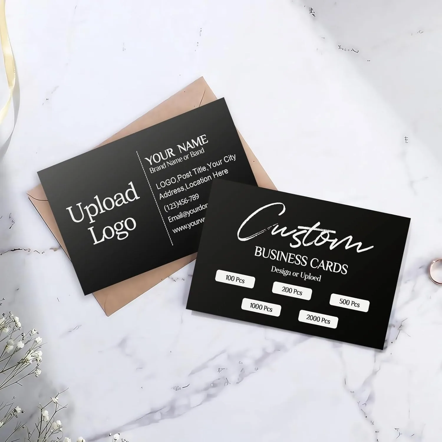 Custom Business Cards | 300gsm Waterproof Matte Paper Double-Sided Printing with Custom Logo & Text
