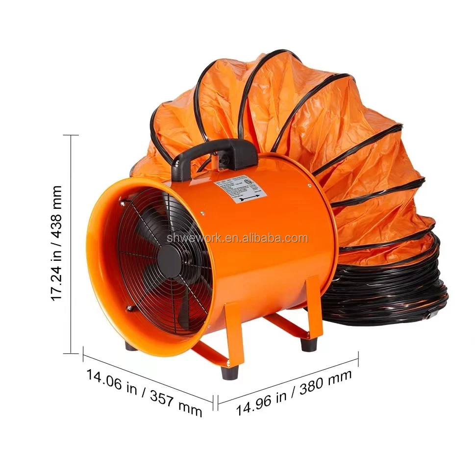 WeWork Utility Blower Fan 12 Inch Portable Ventilator with 5M/10M Duct Hose High Velocity   Mighty Mini Low Noise