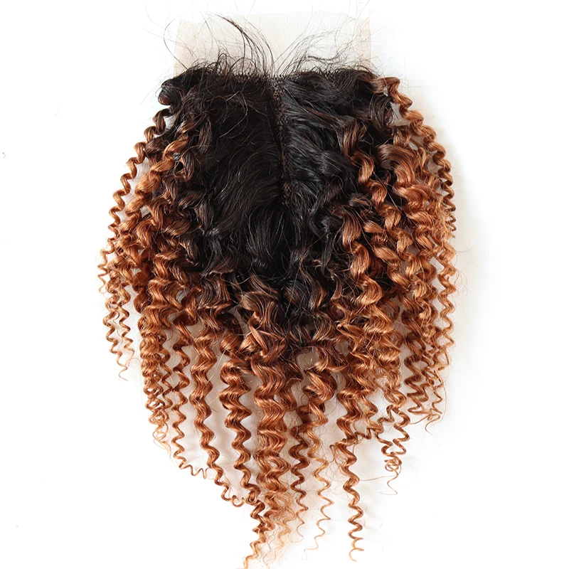 Zamknięcie z ludzkich włosów 4x4 Kinky Curly Closure z wstępnie oskubanymi włosami dziecięcymi Część środkowa Zamknięcie z ludzkich włosów dla kobiet Półprodukowano maszynowo