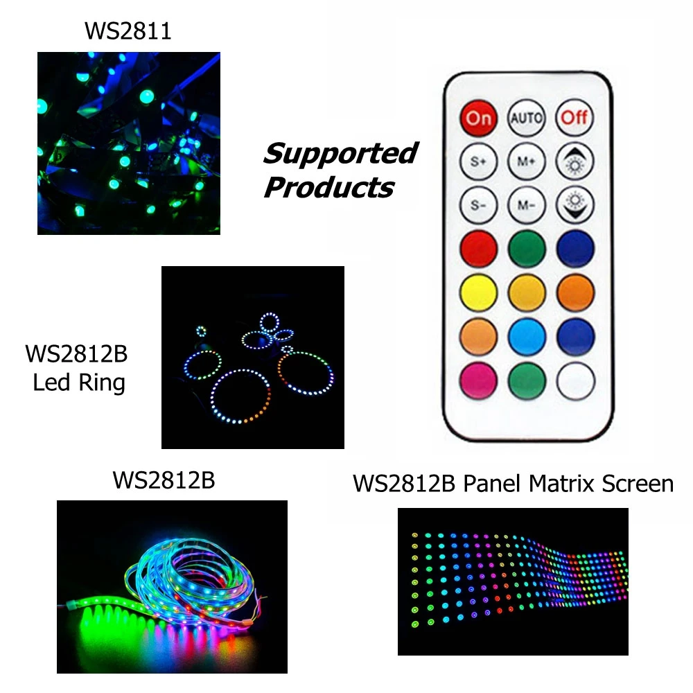 DC5-24V mini RF LED Bluetooth controller power controller, 21 key compatible with Bluetooth remote control, can be directly