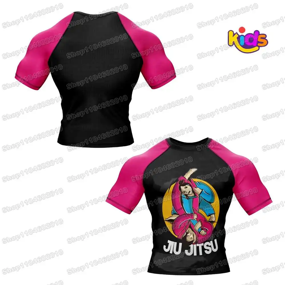 

1th 2025 Новая детская одежда для серфинга BJJ MMA для мальчиков Рашгард с короткими рукавами Футболка для дайвинга Обтягивающий купальник Летний пляжный поплавок для девочек