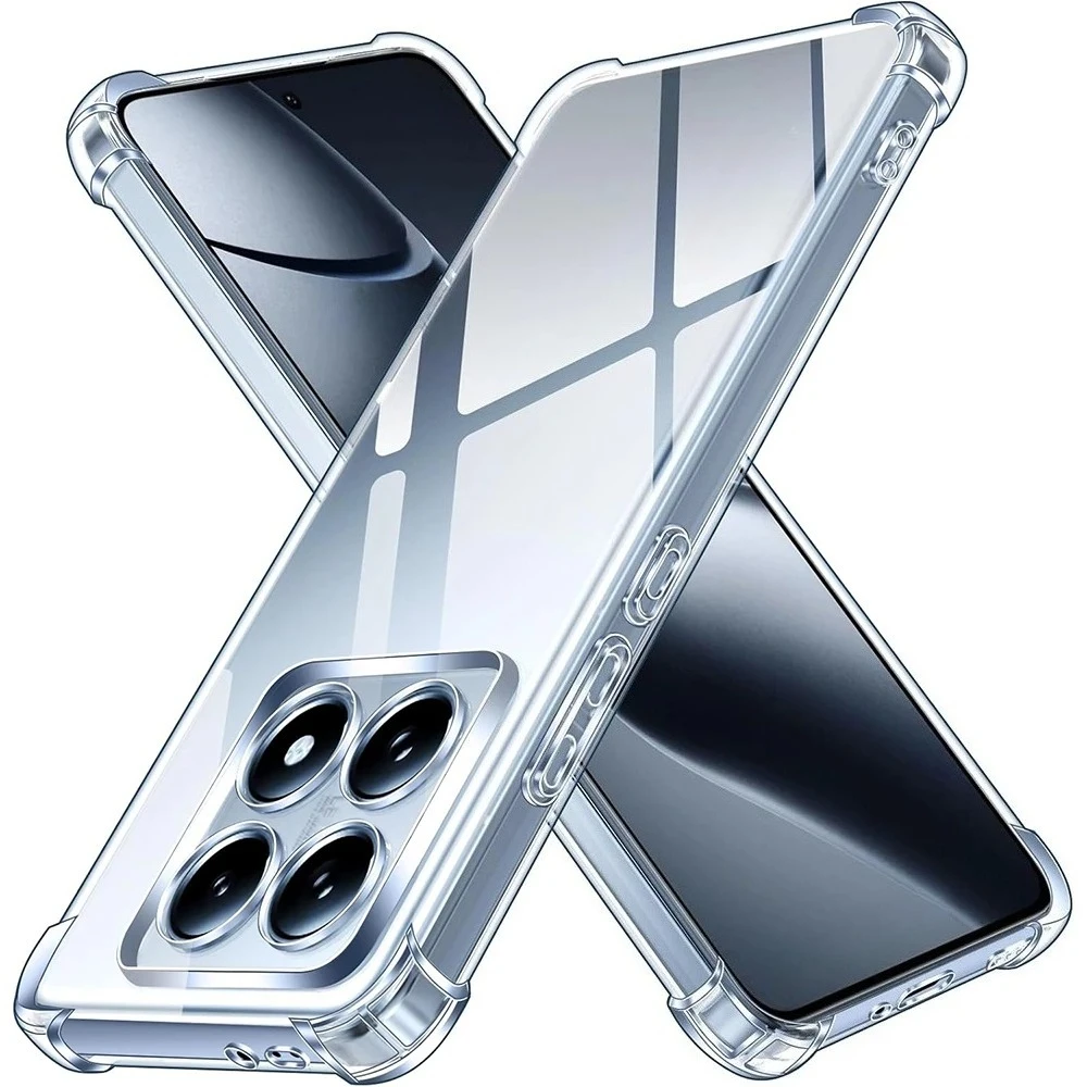 

﻿ Прозрачный чехол из ТПУ для Xiaomi 15 14T 13 13T 12 12X 12S 12T Pro, защитный чехол с четырьмя углами, противоударный бампер, чехол Fundas