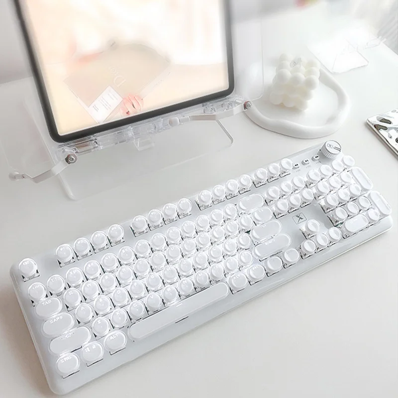 Imagem -06 - Teclado Mecânico Gaming Transparente Teclado Backlit Branco Usb com Fio Girl Gamer Desktop Laptop pc Cristal 104 Chaves