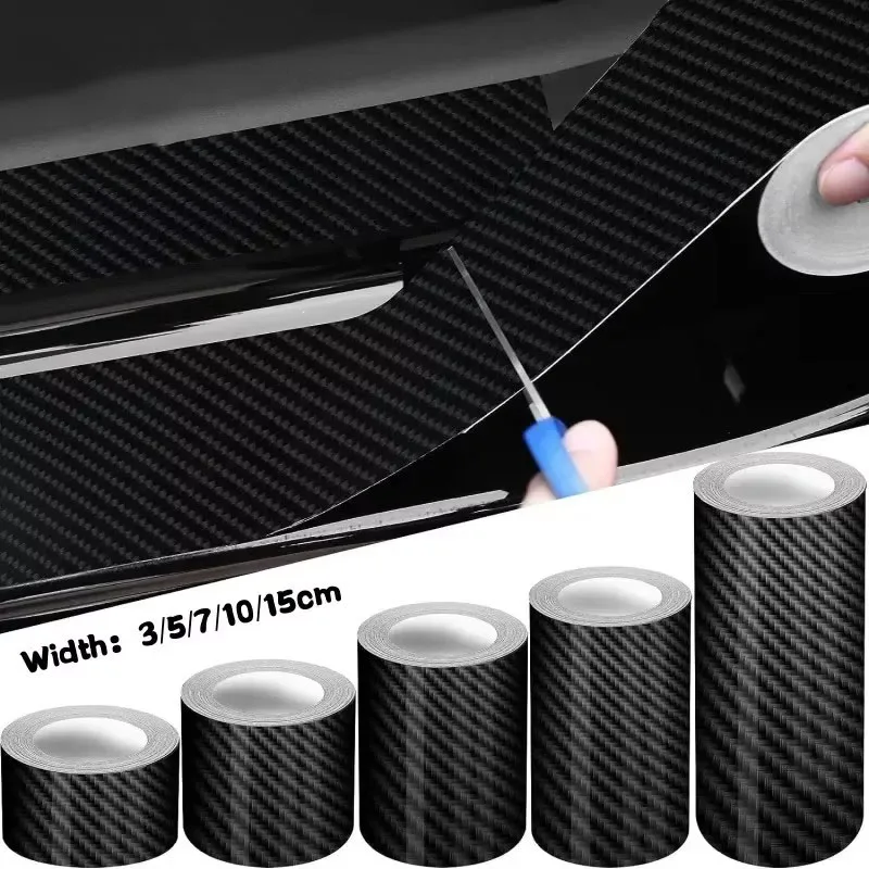 1/2pcs 3D Carbon Fiber Sticker Car Threshold Protective Film Anti Scratch Waterproof Matte Black Nano Sticker For Auto Door Sil