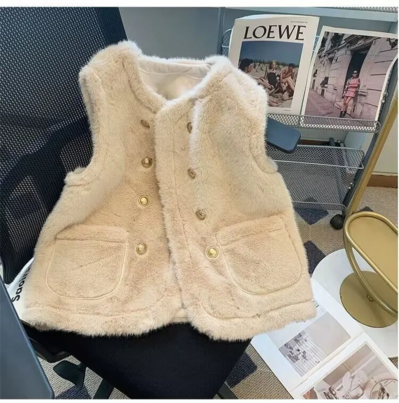 

Темпераментная куртка без рукавов, женская, осень-зима 2022, новые взрывы, норковый бархатный меховой жилет, пальто, женский модный жилет, пальто