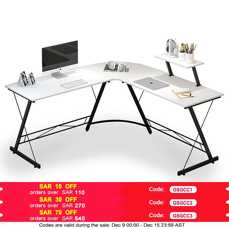 L Shaped Gaming Desk Computer Corner Desk Home PC Desk, Office Writing Workstation with Large Monitor Stand