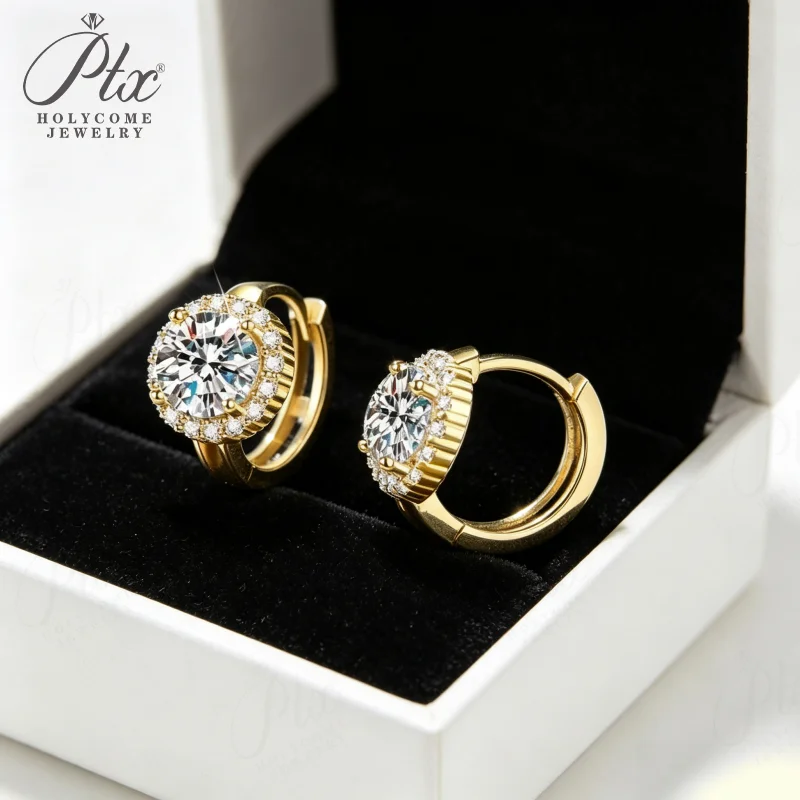 Moissanite Earrings 1/2ct Round D VVS1 925 Sterling Silver GRA Certified Factory Direct Hypoallergenic Daily Wear Women Jewelry