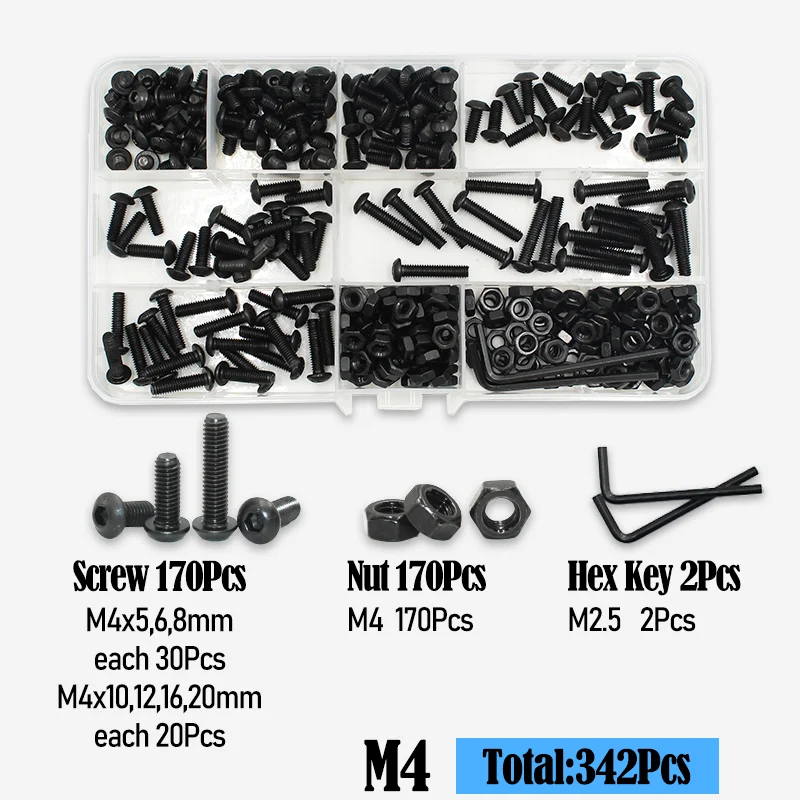 2510p Rundkopfschrauben M2 M2.5 M3 M4 M6 Güteklasse 10.9 Innensechskant-Rundkopfschrauben mit Allen-Antrieb ISO7380 Schrauben-Muttern-Unterlegscheiben-Set – Detail 14
