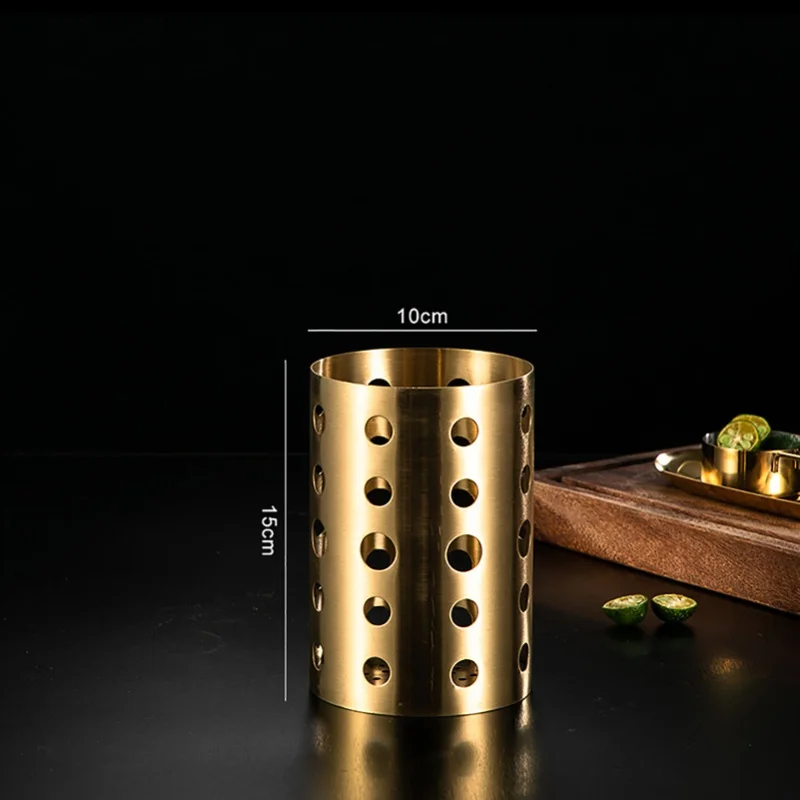 Kitchen Utensil Holder Stainless Steel Thickened Heightened With Drain Holes Countertop Utensil Crock For Chopsticks Scissors