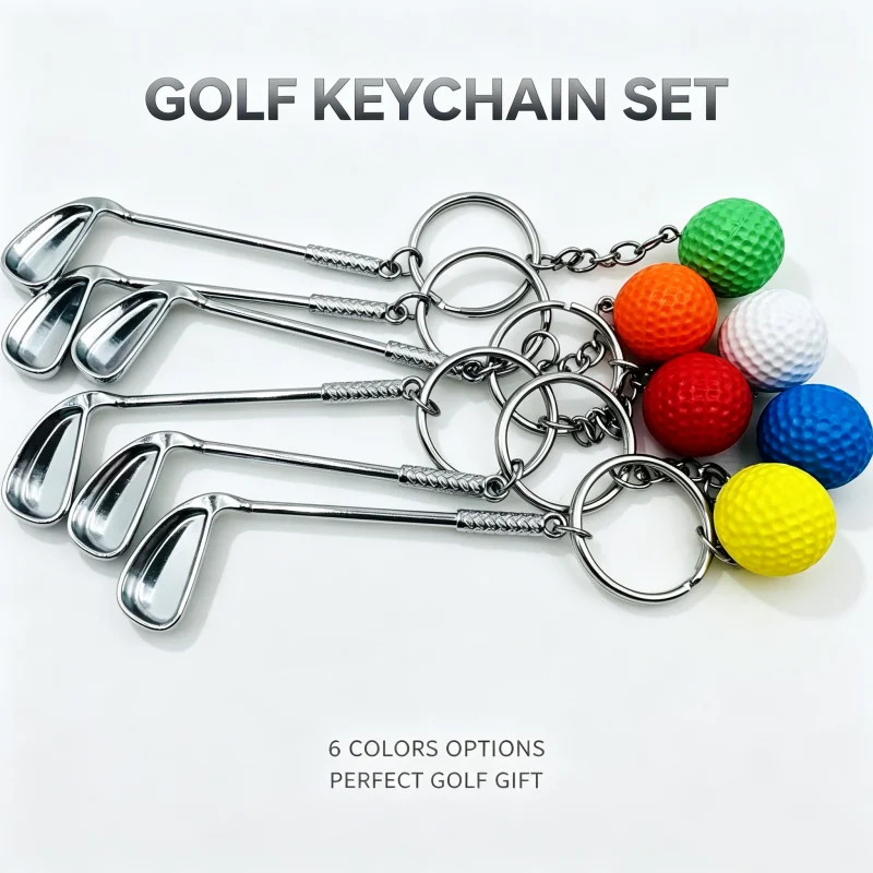 1/6pc Fun and Unique Mini Golf Club Ball Keychain - Perfect Gift for Golf Enthusiasts， Add a Sporty Touch to Your Look!