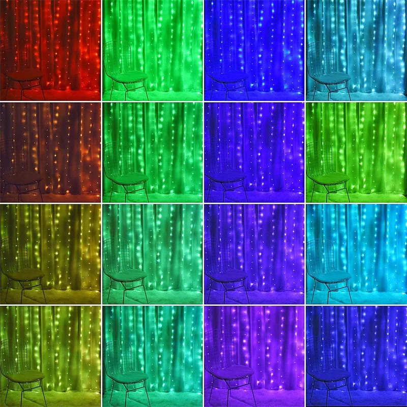 Curtain LED String Light Garland USB Remote RGB 16 Colors Lights For Christmas New Year Home  Wedding Party Lighting Decoration