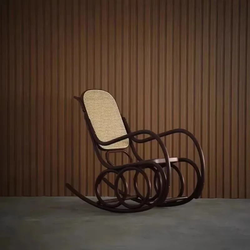 

Modern Home Rattan Rocking Bamboo Rattan Chinese Rocking Reclining Balcony Leisure Rattan Elderly