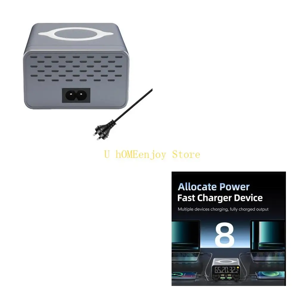 

B0KF Portable Travel 80W 8-Port Support Wireless Charging for Home or Travel