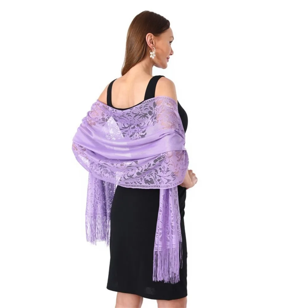 

Свадебные аксессуары с кружевной шалью с кисточками, полая однотонная вечерняя накидка для выпускного вечера, свадебная шаль для вечеринки