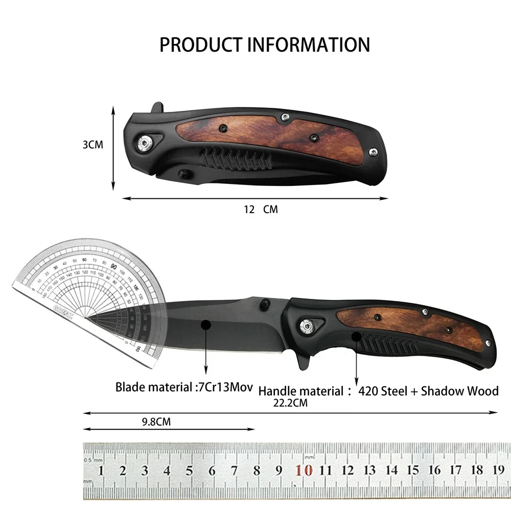 NEW DA315 Flipper Assisted Folding Knives 7Cr13Mov Blade 420 Steel Wooden Handle Outdoor EDC Pocket Hunting Rescue Survival Tool