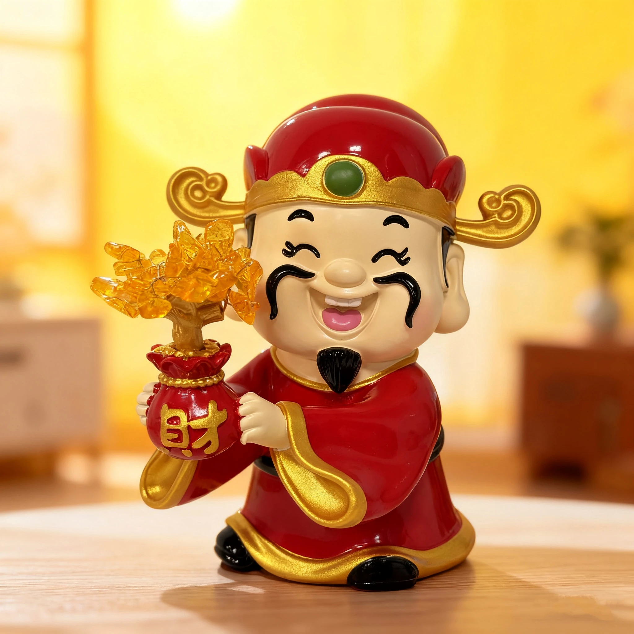 1Pc Wealth-Attracting and Fortune-Bringing God of Wealth Ornament for Living Room, Entrance, Office, High-End Store Front Desk, Housewarming, Opening Ceremony, Good Luck Gift