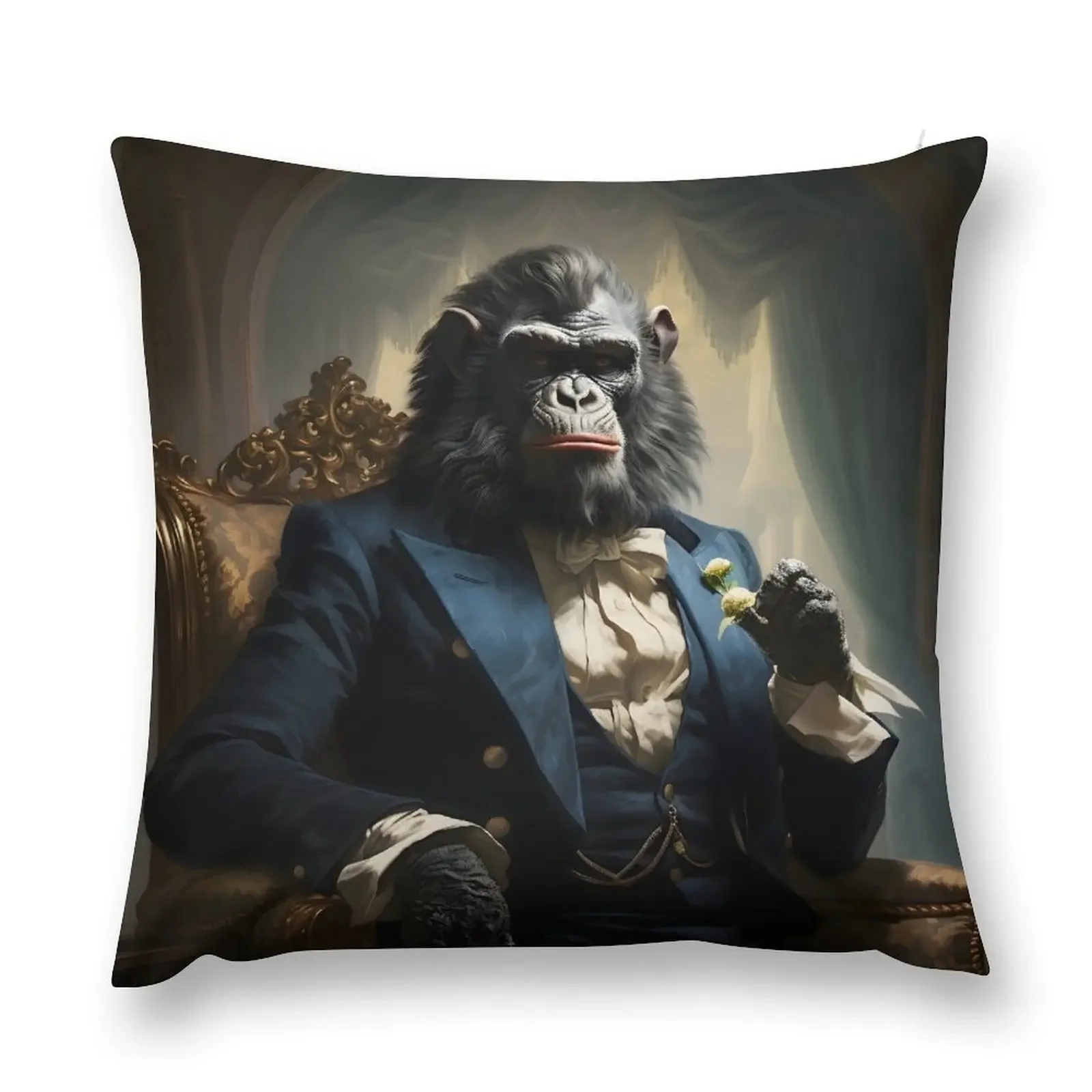 Dapper Gorilla Portrait Art Throw Pillow Decorative Cushions For Living Room Cusions Cover Ornamental Pillow pillow