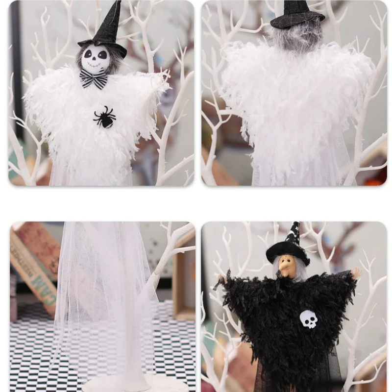 1 قطعة مكان الهالوين الديكور الدعائم الساحرة الأبيض شبح دمية ساري قلادة نافذة فستان الدعائم