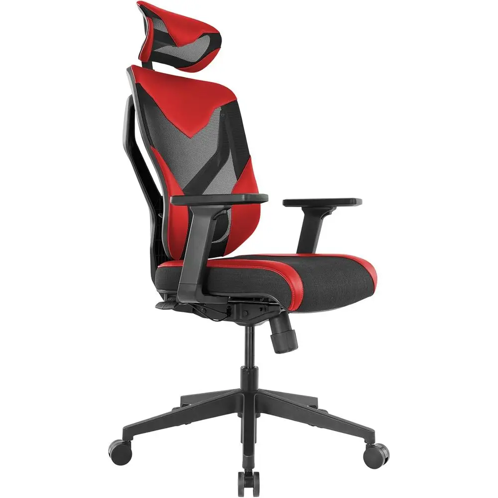 Cadeira Gamer Ergonômica com Suporte Lombar Autoajustável, Apoios de Braço 3D, Estilo Racing Moderno, Vermelha