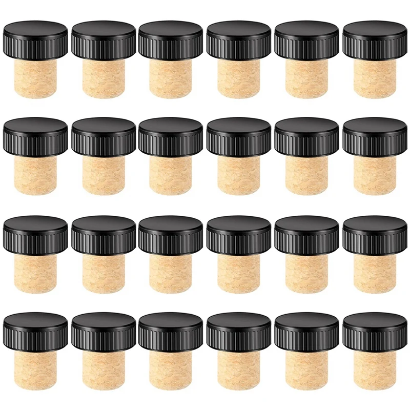 24 Pieces Cork Plugs Cork Stoppers Tasting Corks T-Shape Wine Corks with Top Wooden Wine Bottle Stopper Bottle Plugs